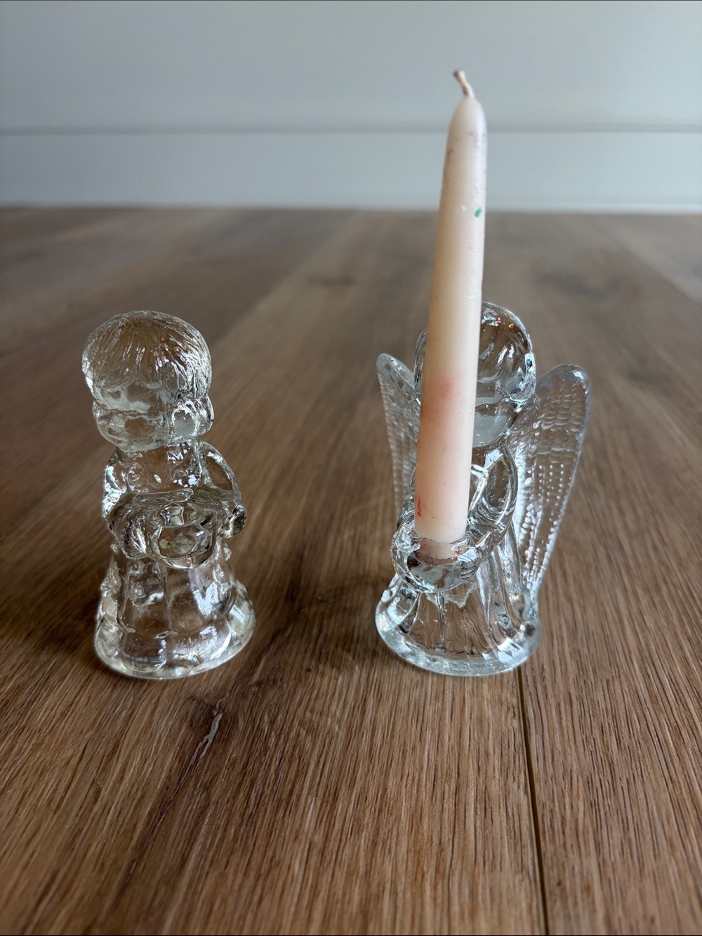 Set of Clear Glass Candle Holders - 2